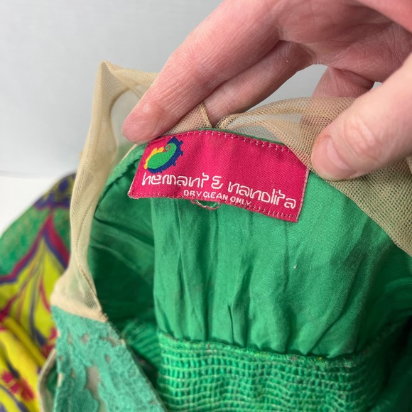 Hemant & Nandita Mintzita‎ Green Silk Maxi Dress Anthropologie Boho Embroidered - Picture 10 of 10